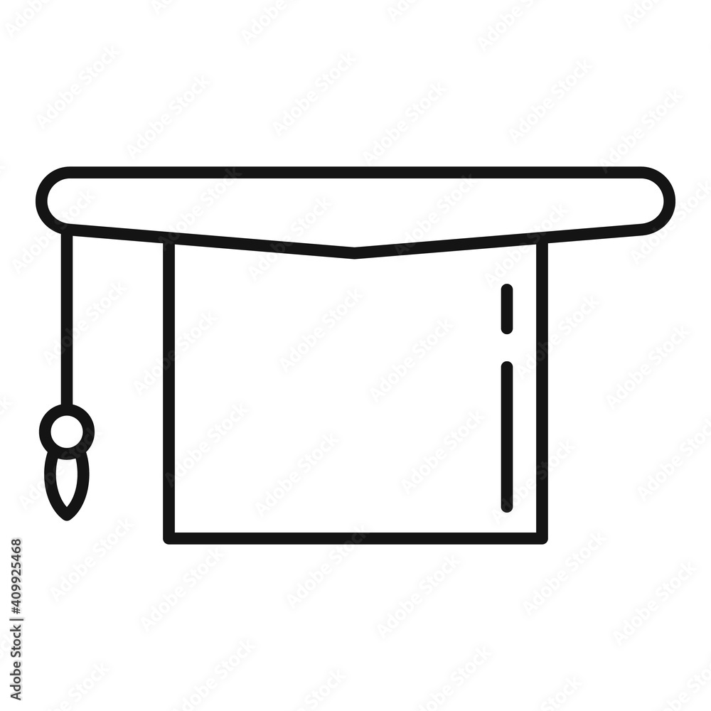 Poster foreign language graduation hat icon. outline foreign language graduation hat vector icon for web de