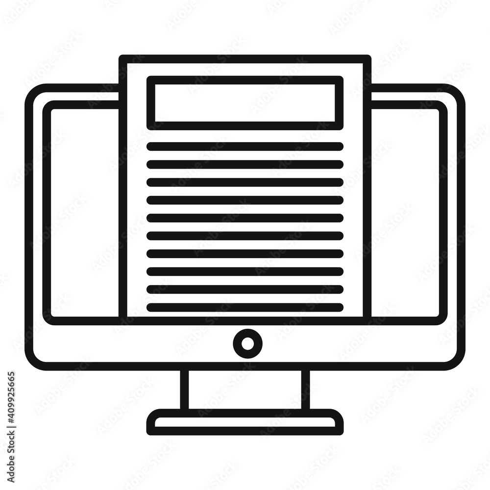 Poster foreign language pc monitor icon. outline foreign language pc monitor vector icon for web design iso