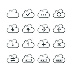 Cloud Upload Illustration Icon Set - 409925634
