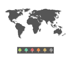 World map with tree sign template