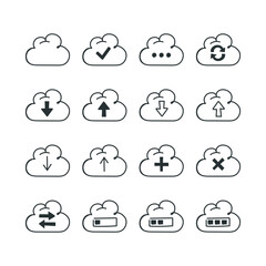 Cloud Upload Illustration Icon Set - 409925661