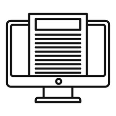 Foreign language pc monitor icon. Outline foreign language pc monitor vector icon for web design isolated on white background