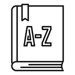 Foreign language dex book icon. Outline foreign language dex book vector icon for web design isolated on white background