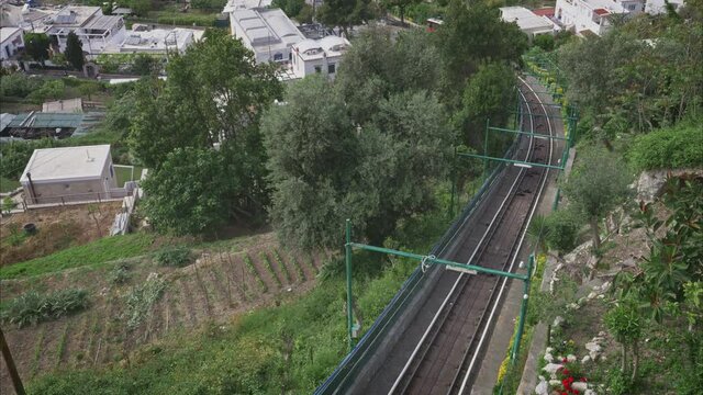 Timelapse Funicolar train in Capri, Italy, mini world.