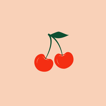 Modern vector cherry illustration. Cherry icon. Cherry logo on isolated background. Flat design style.