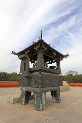 Chinese Qing Dynasty incense burner architecture landscape in Ditan Park, Beijing, China