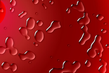 Abstract blur droplets on red background, blood flow concept