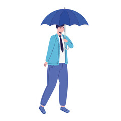 businessman with umbrella protection accessory vector illustration design