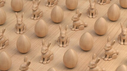 wood easter bunnies and eggs © Alicein3dland