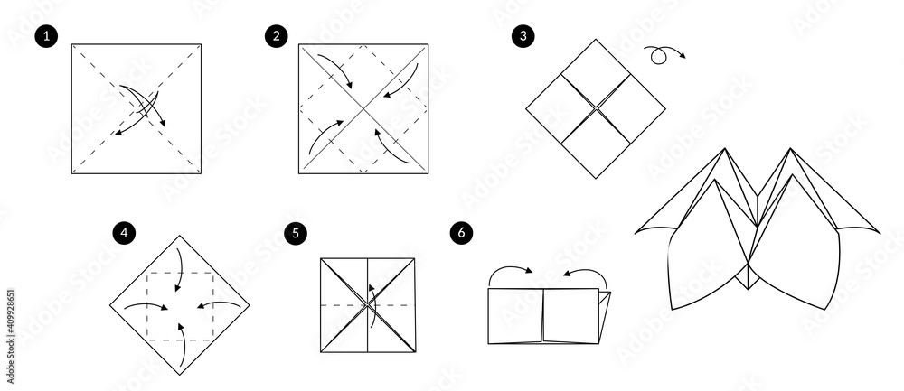 Wall mural tutorial how to make origami fortune teller. step by step instructions. toy from paper without sciss