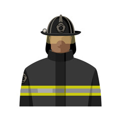 A firefighter in uniform and helmet. Isolated color image. Vector illustration
