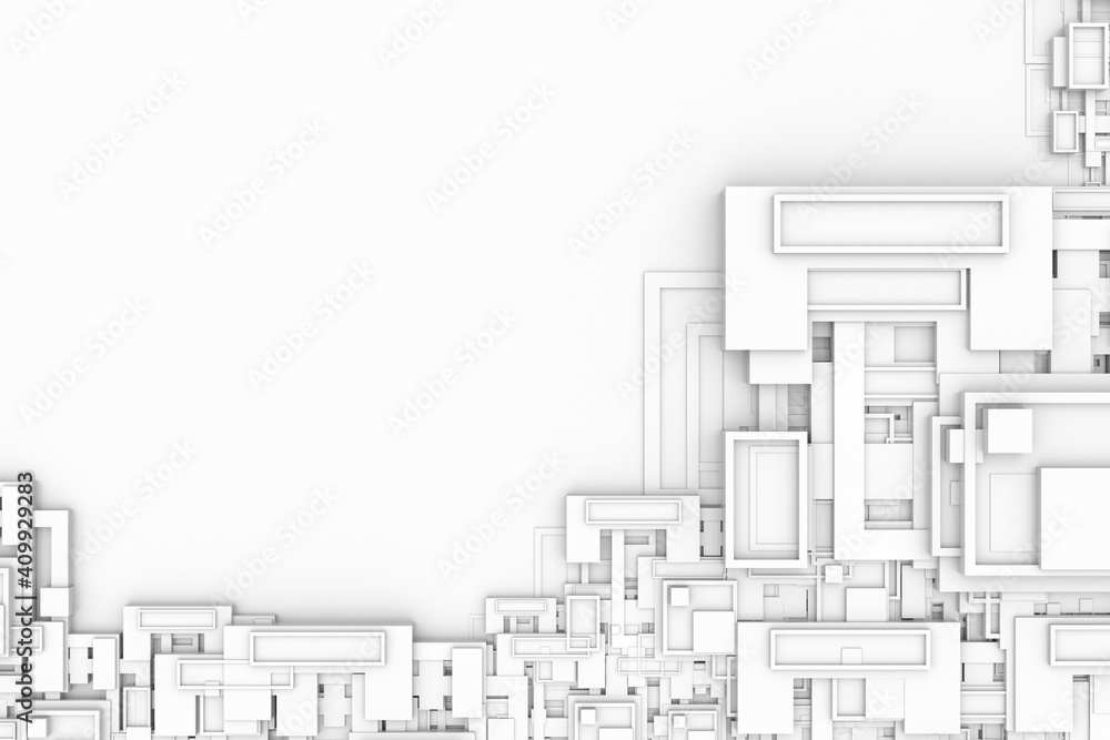 Poster 3d tech architecture structure frame withe gray background.