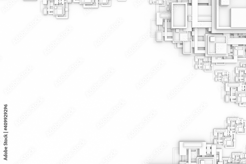 Poster modern geometry tech frame with copy space white modern architect background.3d illustration and ren