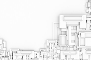 3d tech architecture structure frame withe gray background.