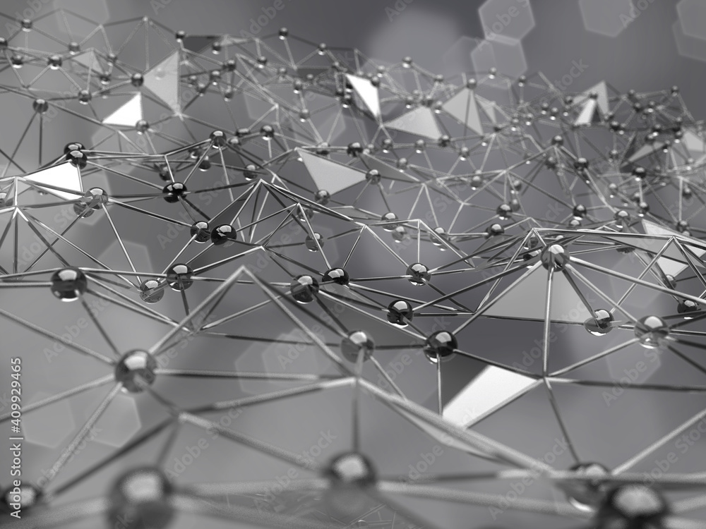 Poster abstract polygonal science technology concept.3d illustration and rendering.