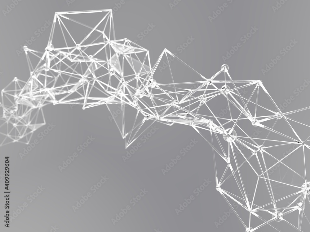 Poster dot connecting structure hi tech network and communicate concept.3d illustration and rendering.
