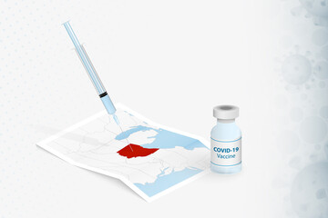 Ohio Vaccination, Injection with COVID-19 vaccine in Map of Ohio.