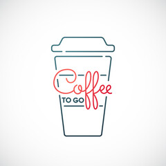 Coffee to go line icon isolated on white background. Takeaway Coffee emblem. Vector illustration.