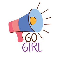 go girl lettering with megaphone vector illustration design