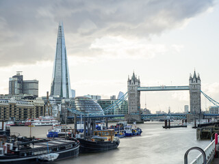 River Thames, Shard and TowerBridge, London, UK