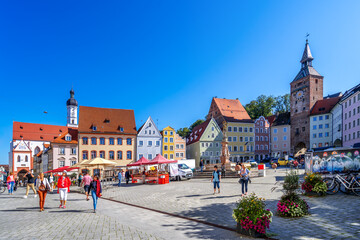 Marktplatz, Landsberg am Lech, Bayern, Deutschland 