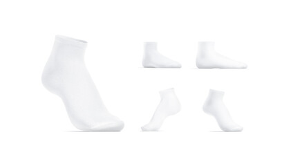 Blank white ancle socks mock up stand, different views