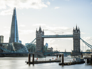Naklejka premium River Thames, Shard and TowerBridge, London, UK