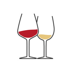glass of white and red wine icon- vector illustration