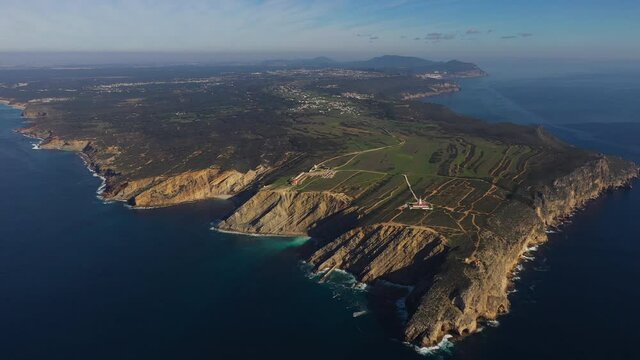Cabo Espichel the tip of Portugal. Drone 4k image.