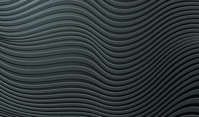 Dark technology background. Black metal surface with waves texture