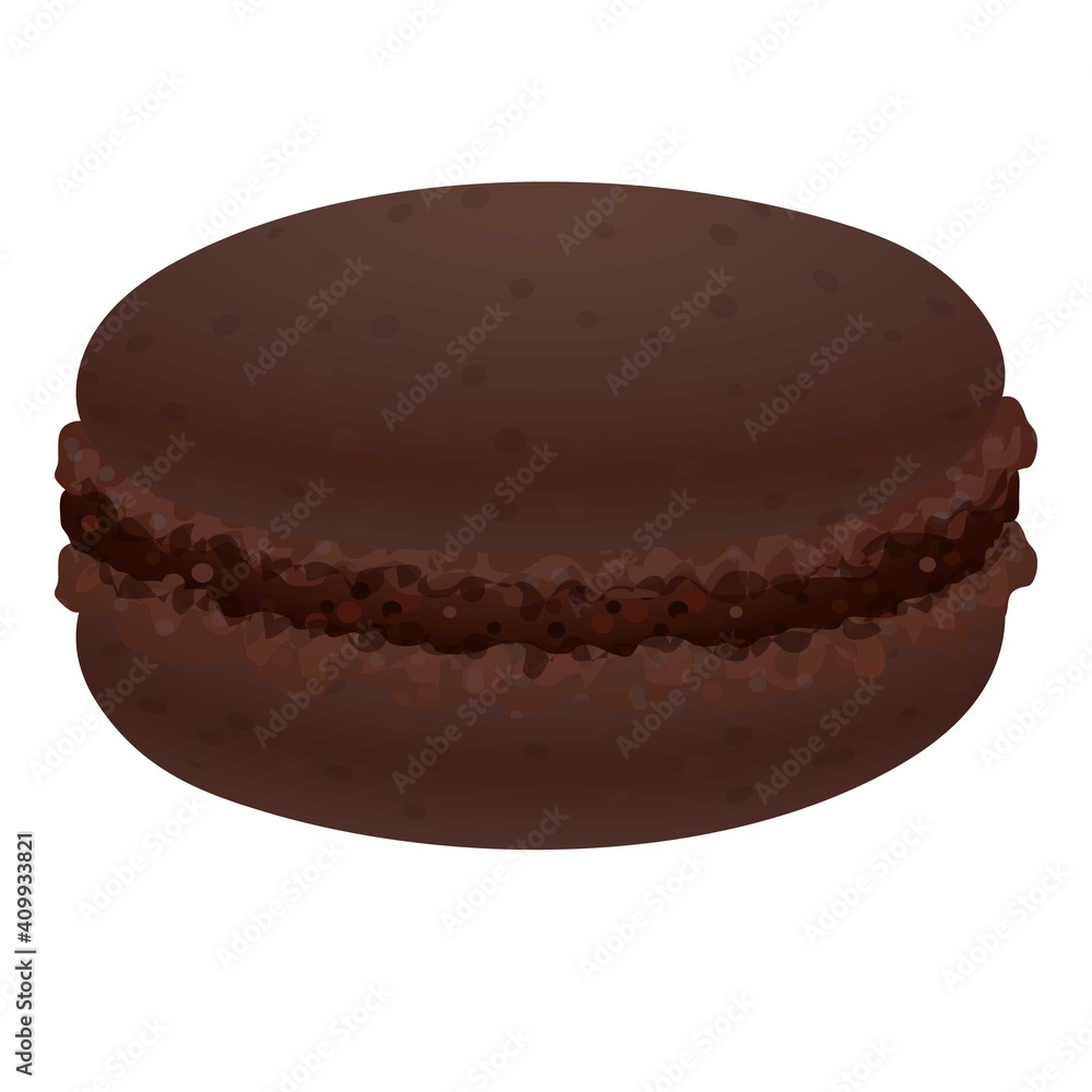 Poster chocolate macaroon icon. cartoon of chocolate macaroon vector icon for web design isolated on white 
