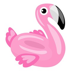 Flamingo inflatable ring icon. Cartoon of flamingo inflatable ring vector icon for web design isolated on white background