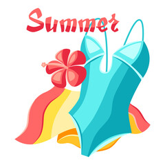 Background with beachwear and swimwear.