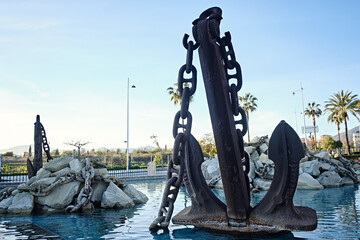 Large anchor on a fountain in Marbella