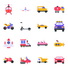 
Pack of Vehicles Flat Icons 
