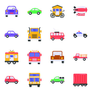 
Pack of Automotives Flat Icons 
