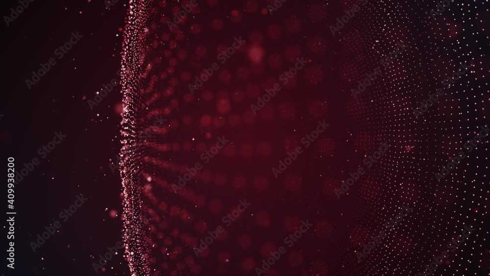 Poster abstract technology waving field fx with lens background loop/ 4k animation of an abstract fractal b