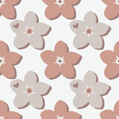 Fototapeta na wymiar Pastel seamless pattern of flowers for printing on wrapping paper, fabric, textiles, bedding, bedspreads. 