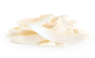 Fototapeta na wymiar Coconut chips isolated on white background.