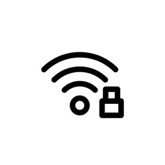 Locked Wifi network icon in line style. Connection and network icon