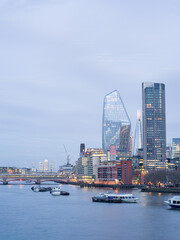 River Thames with City of London Skyline, London, UK
