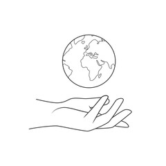 Hands hold the globe. Vector illustration isolated on white background