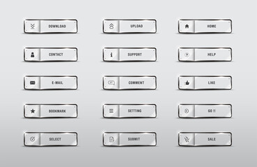Element buttonweb set square icon web glossy