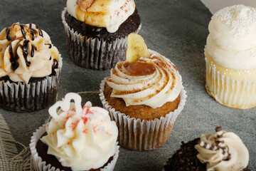 Group of cupcakes for dessert food.
