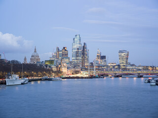 River Thames with City of London Skyline, London, UK