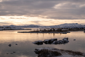 Lake þingvallavatn in Þingvellir National Park. Þingvellir National Park is a UNESCO World Heritage Site.