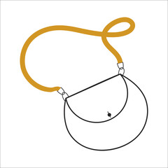 Minimalistic vector illustration of a woman's handbag in an outline style.