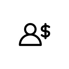 User money icon in outline style. Icon for user management.