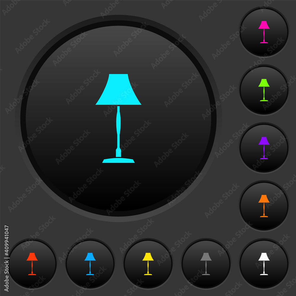 Poster standing lampshade dark push buttons with color icons