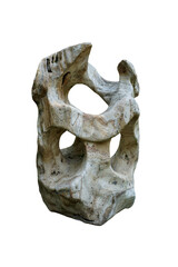 Strange marble rock for decoration. A big stone isolated on white background.